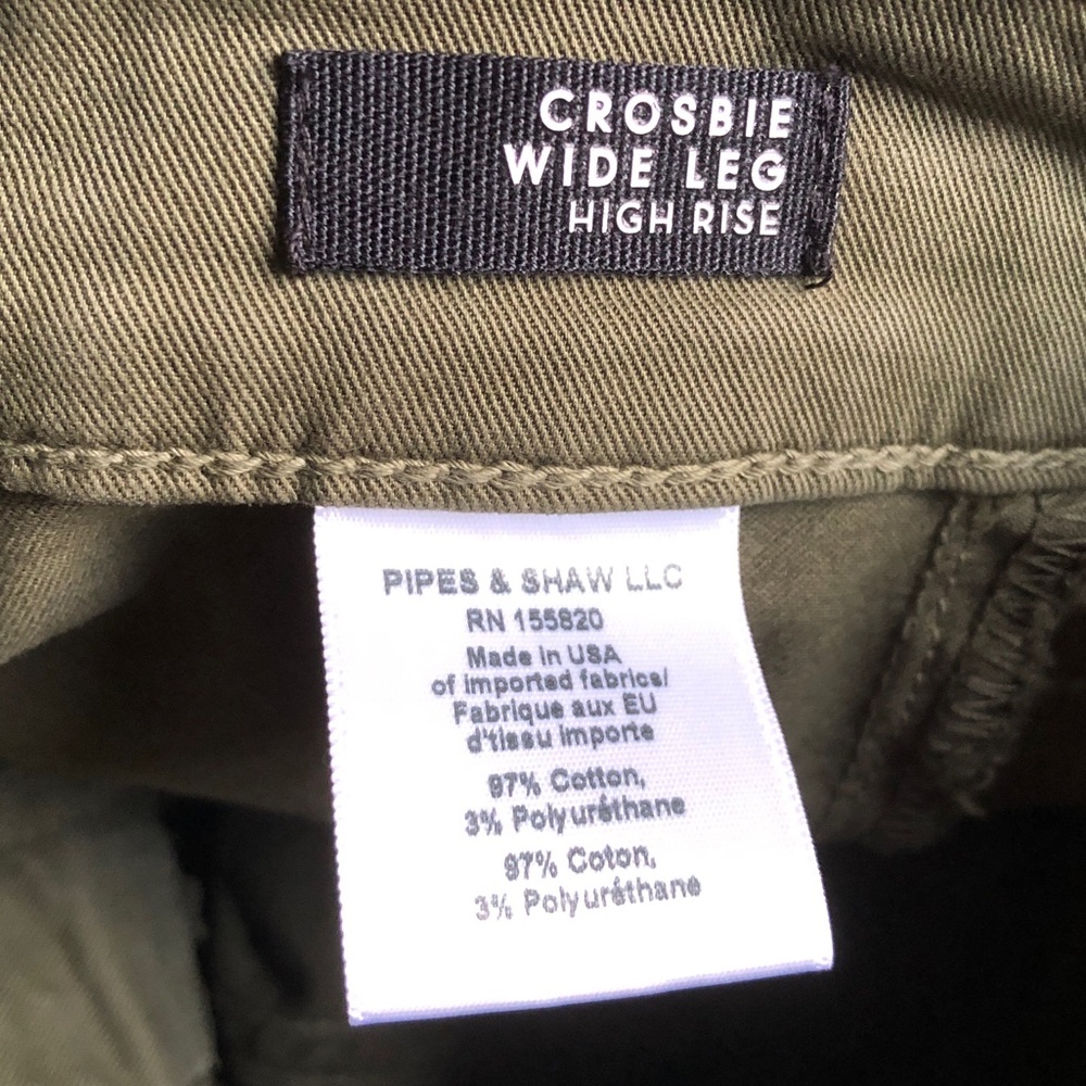 Veronica Beard Crosbie Wide Leg High Rise Pants Army Green 26 Flaw - Picture 11 of 15